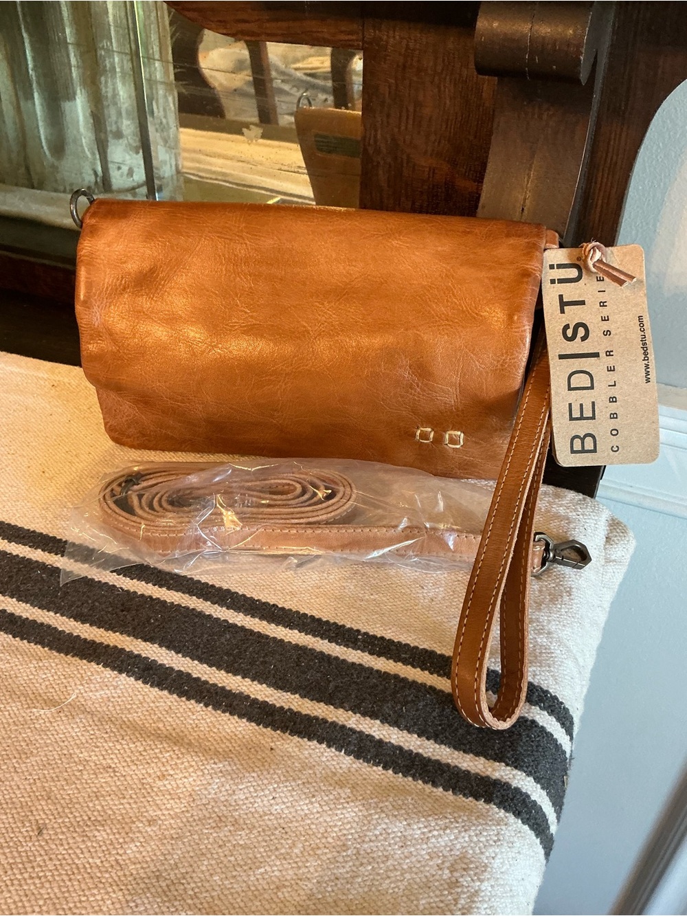 NWT Bed Stu Leather Cadence Wallet Wristlet Crossbody Bag Tan Rustic MSRP $179 - Picture 3 of 15